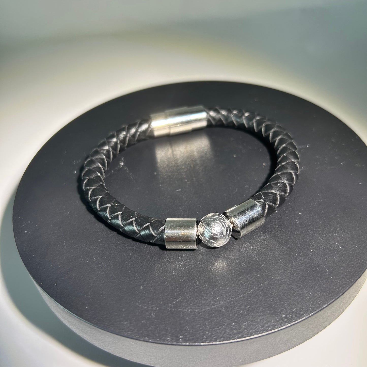 Genuine Iron Meteorite Bead Stretch Bracelet|Widmanstätten Pattern Center Bead | Elastic Wristband | Minimal Unisex Gift