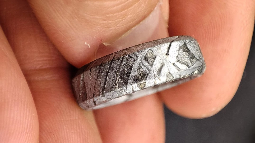 Joyería de Meteorito, Anillo Banda de Meteorito, Meteorito Altai, Anillo de Meteorito, Accesorios de Meteorito