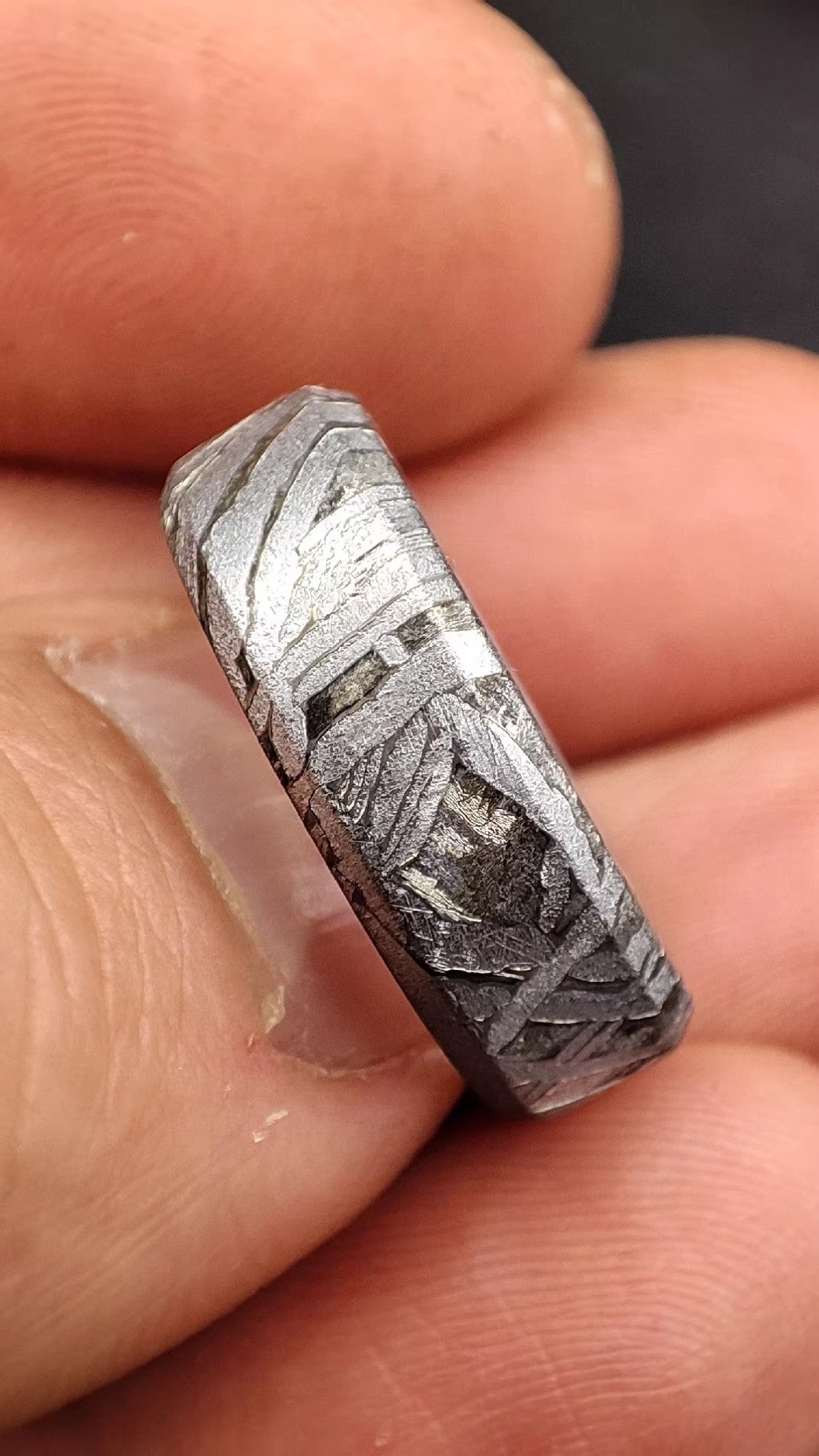 Joyería de Meteorito, Anillo Banda de Meteorito, Meteorito Altai, Anillo de Meteorito, Accesorios de Meteorito