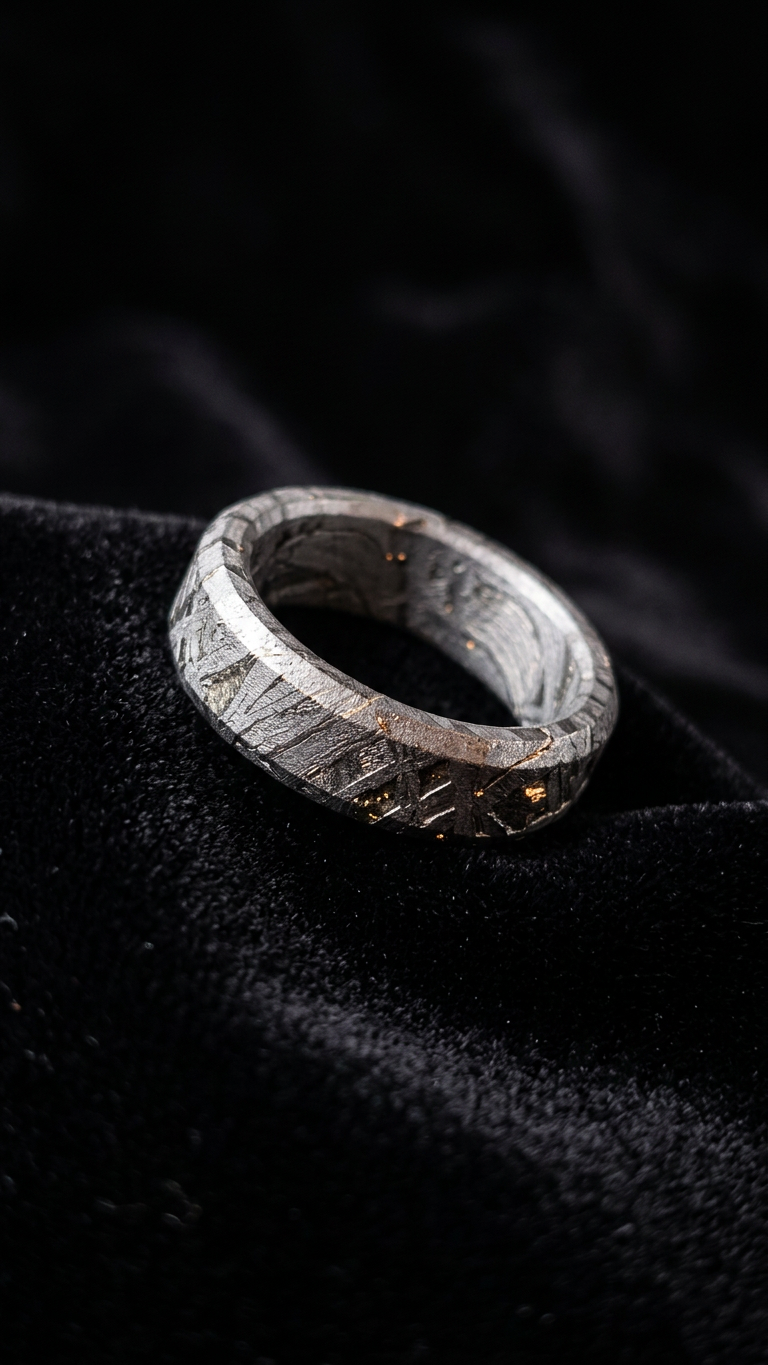 Joyería de Meteorito, Anillo Banda de Meteorito, Meteorito Altai, Anillo de Meteorito, Accesorios de Meteorito