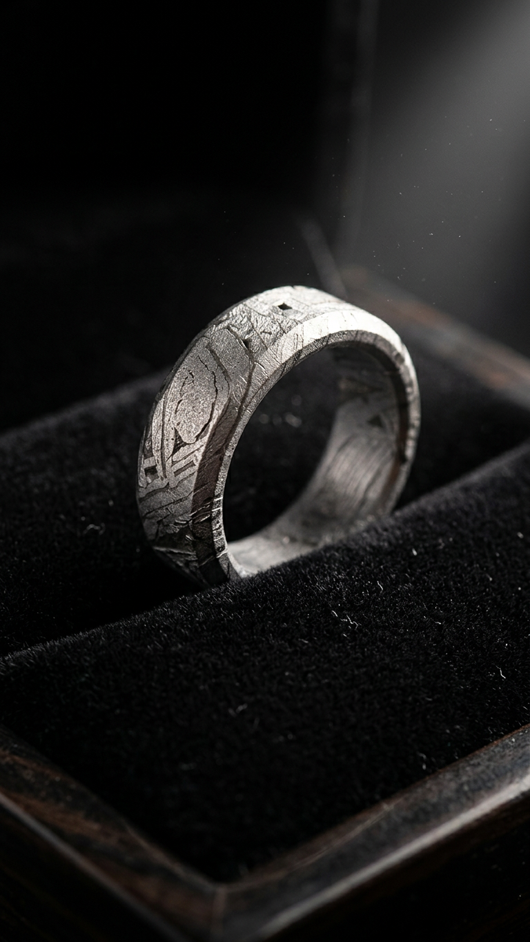Joyería de Meteorito, Anillo Banda de Meteorito, Meteorito Altai, Anillo de Meteorito, Accesorios de Meteorito