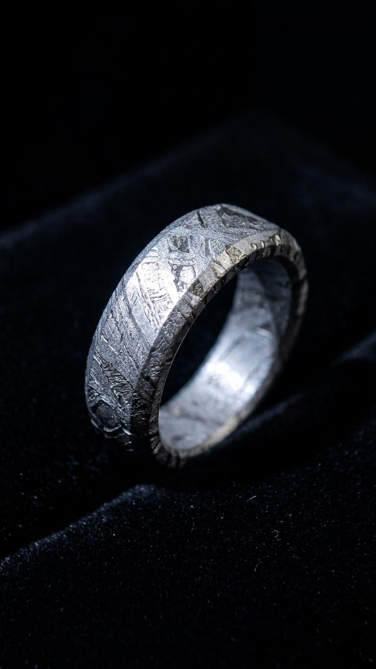 Joyería de Meteorito, Anillo Banda de Meteorito, Meteorito Altai, Anillo de Meteorito, Accesorios de Meteorito