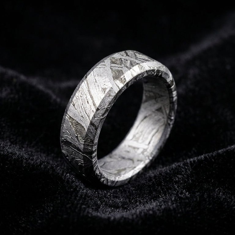 Joyería de Meteorito, Anillo Banda de Meteorito, Meteorito Altai, Anillo de Meteorito, Accesorios de Meteorito