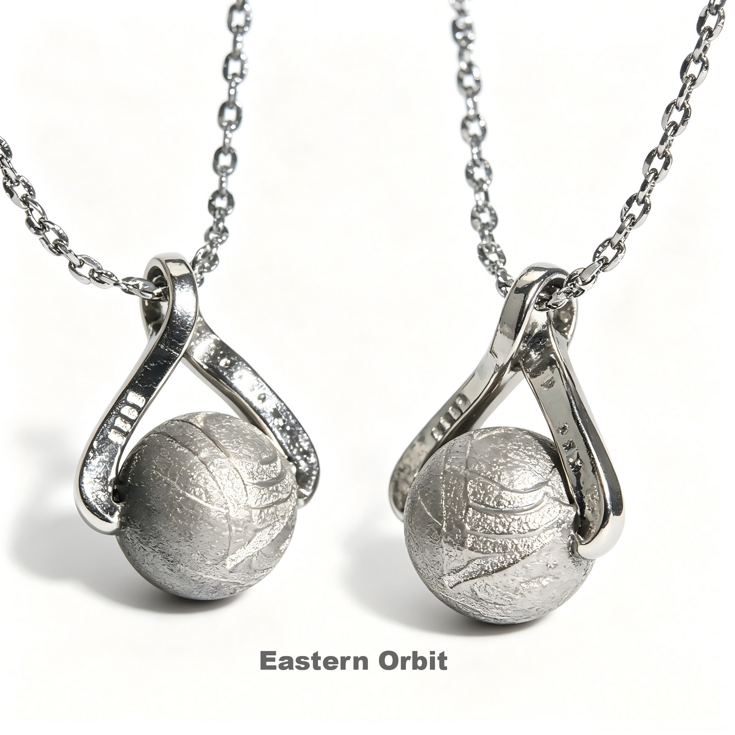 Genuine Type IIIE Iron Meteorite Bead Pendant Necklace|Crossed‑Scarf Style Setting | 925 Sterling Silver Set | Gift Box + COA