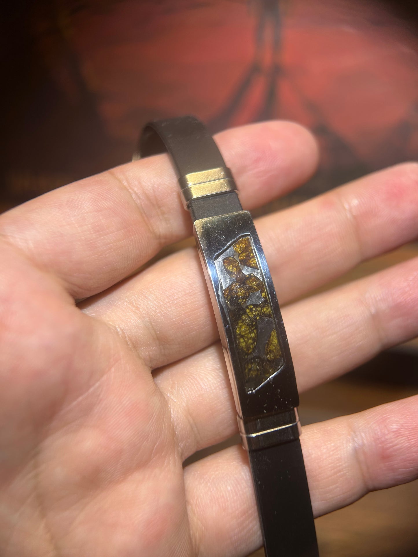 High Quality Kenya Sericho Pallasite-Inspired Bracelet (Unisex)| 17–20 cm| Minimalist Meteorite Jewelry Gift