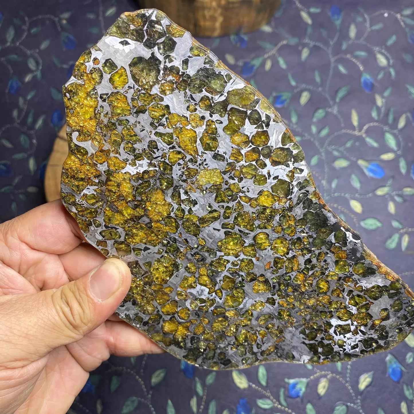 Seymchan Pallasite Meteorite Slice – Imperial Green Olivine Collector’s Piece