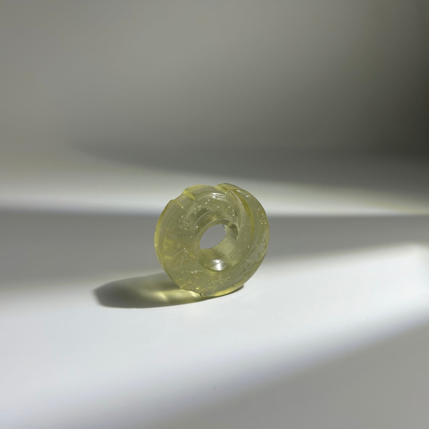 Libyan Desert Glass Donut Pendant Necklace 30mm – Genuine LDG Tektite Impact Glass Pi Disc Carved Spiral, Space Collector Gift