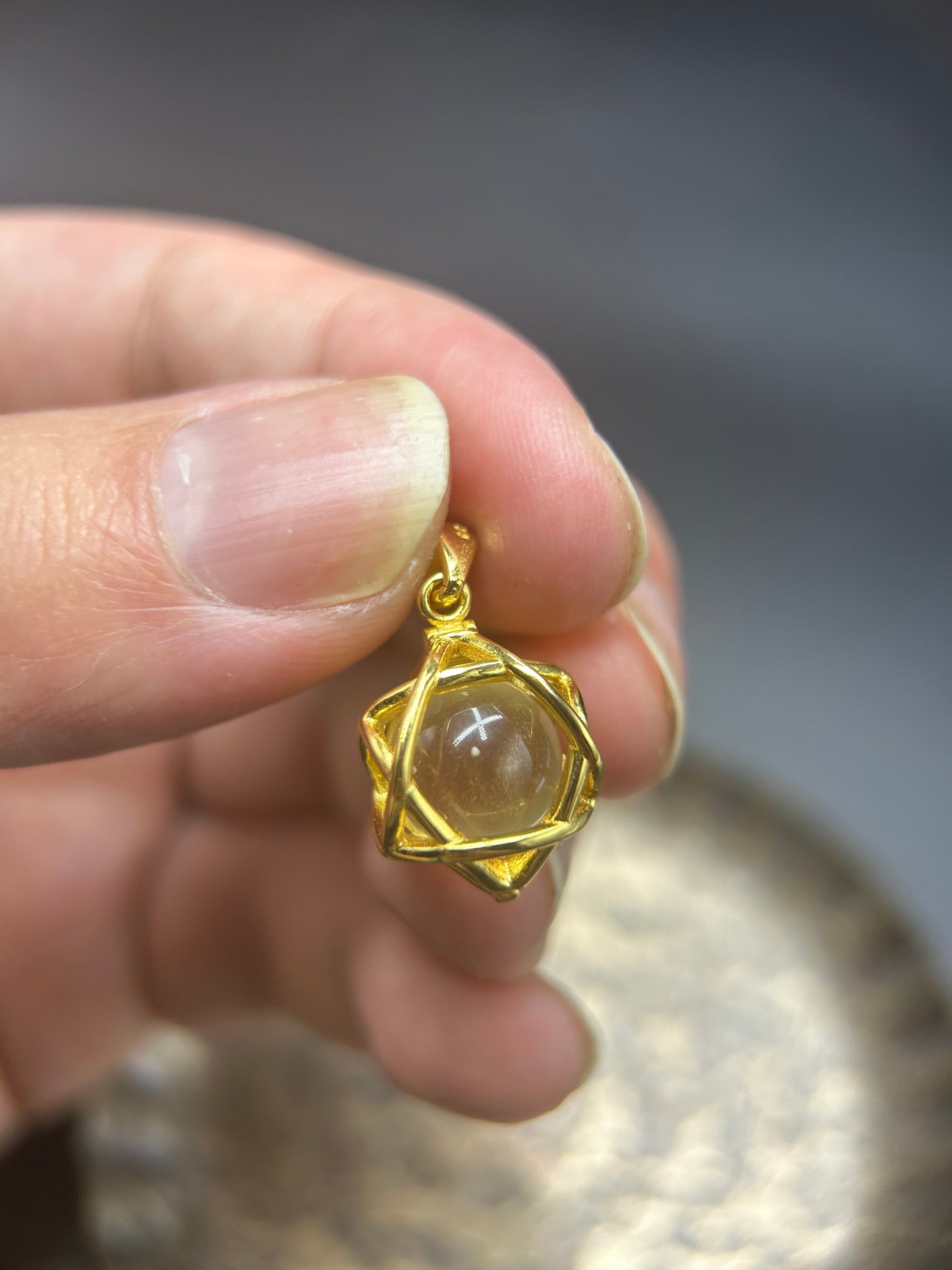 Libyan Desert Glass Necklace | 12 mm Bead in Star Tetrahedron Cage | Optional Chain | Gift-Ready with Certificate