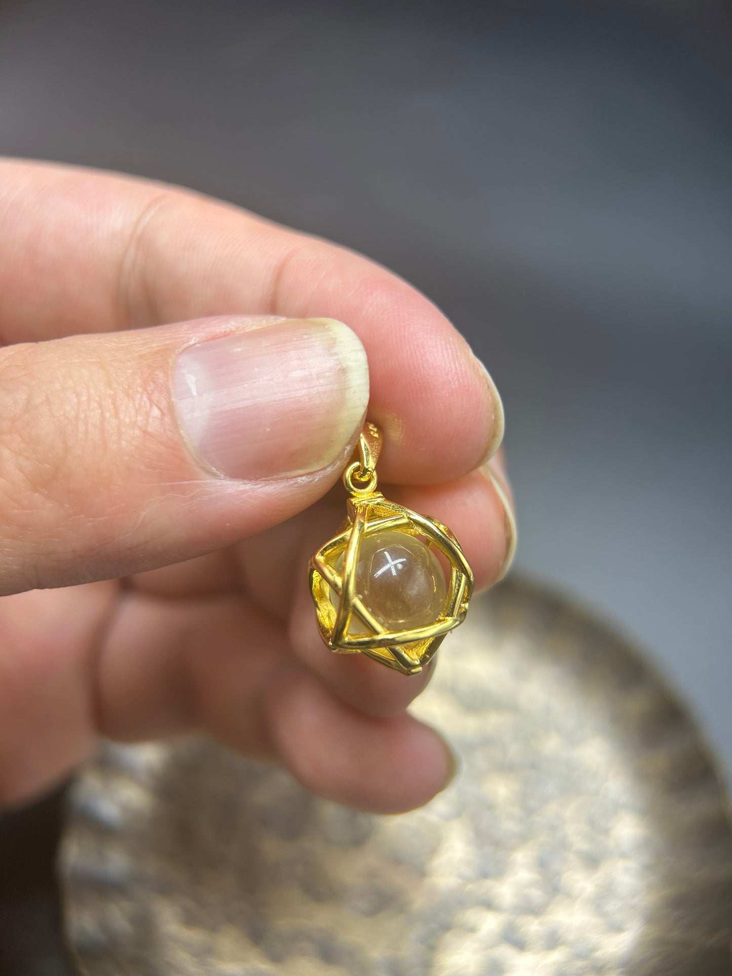 Libyan Desert Glass Necklace | 12 mm Bead in Star Tetrahedron Cage | Optional Chain | Gift-Ready with Certificate