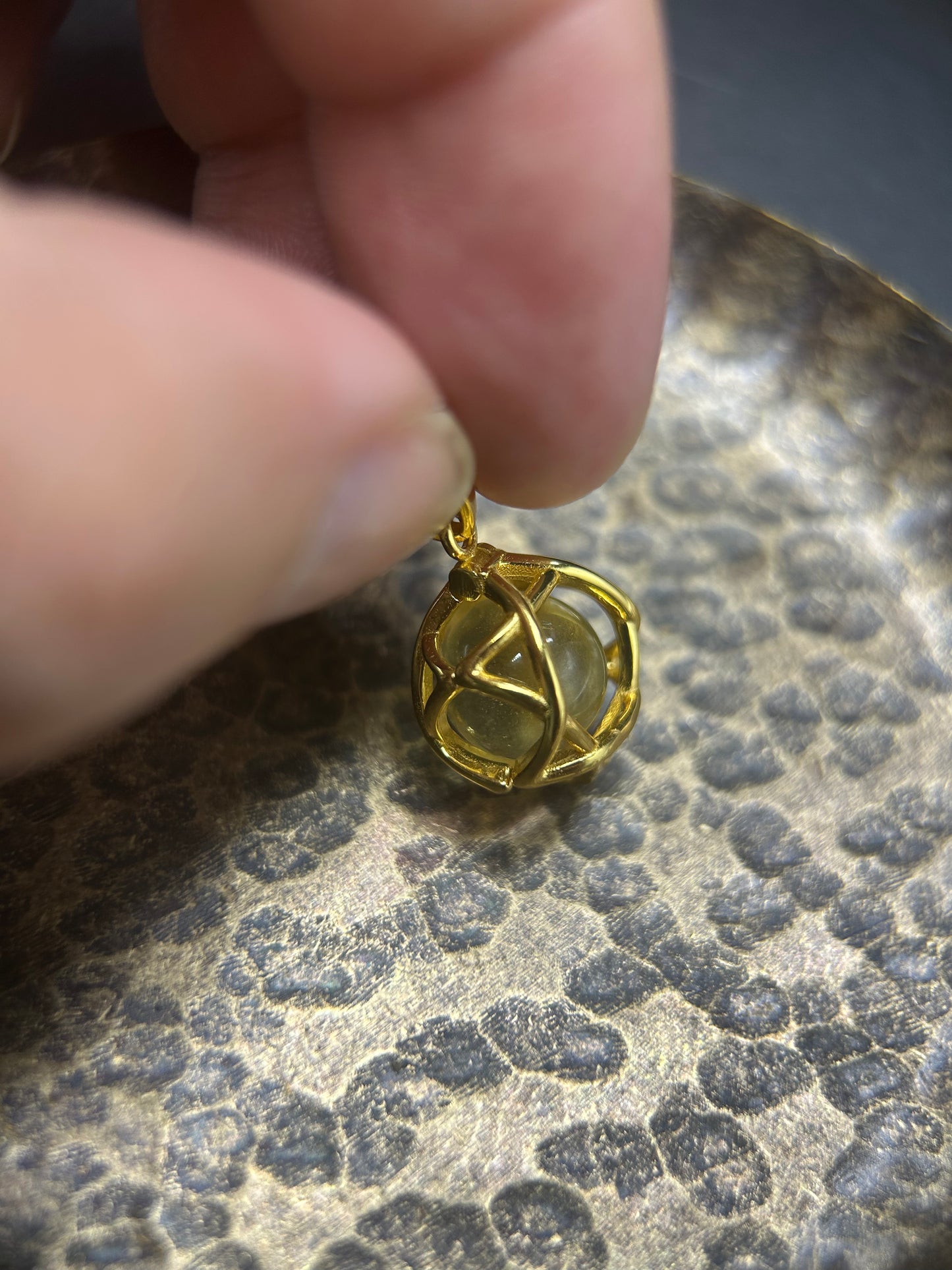 Libyan Desert Glass Necklace | 12 mm Bead in Star Tetrahedron Cage | Optional Chain | Gift-Ready with Certificate