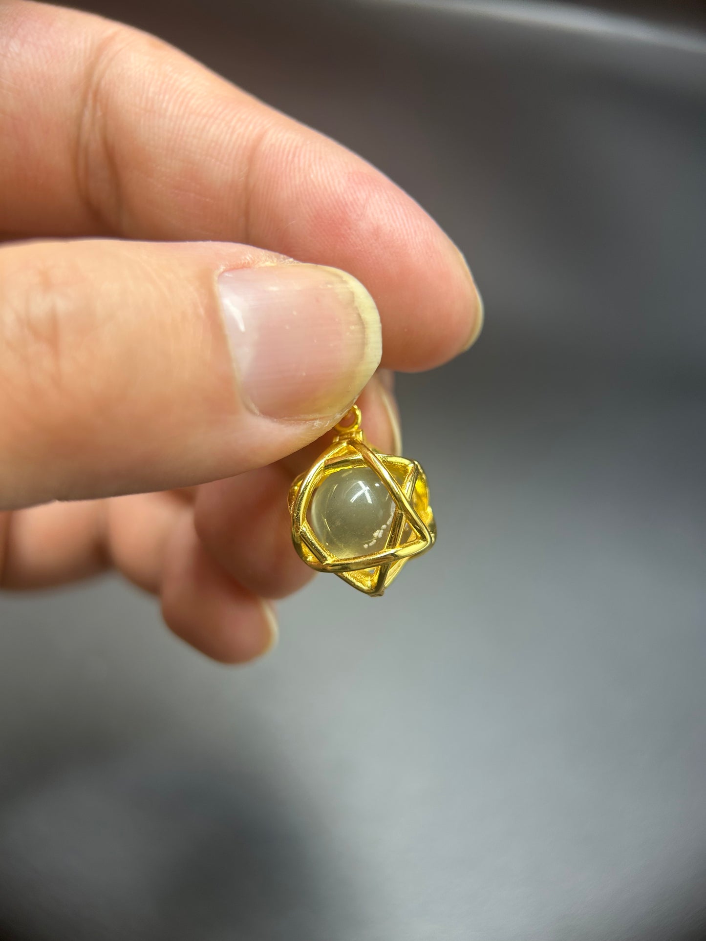 Libyan Desert Glass Necklace | 12 mm Bead in Star Tetrahedron Cage | Optional Chain | Gift-Ready with Certificate