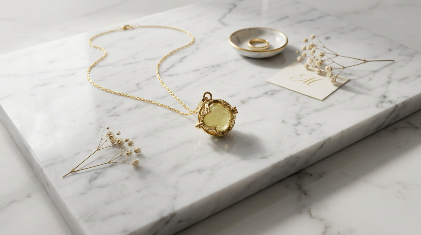 Libyan Desert Glass Pendant Necklace – 14mm Snowflake LDG Tektite, 20mm Halo Bezel, 925 Sterling Silver & 18K Gold, Meteorite Jewelry Gift