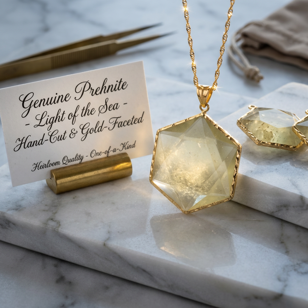 Libyan Desert Glass Pendant Necklace – 40mm Hexagon Faceted Tektite, 925 Sterling Silver & 18K Gold Bezel, Meteorite Impact Glass Jewelry