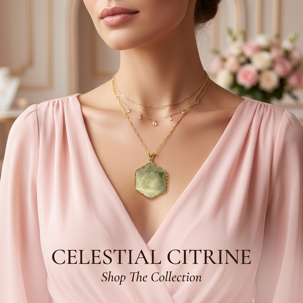 Libyan Desert Glass Pendant Necklace – 40mm Hexagon Faceted Tektite, 925 Sterling Silver & 18K Gold Bezel, Meteorite Impact Glass Jewelry