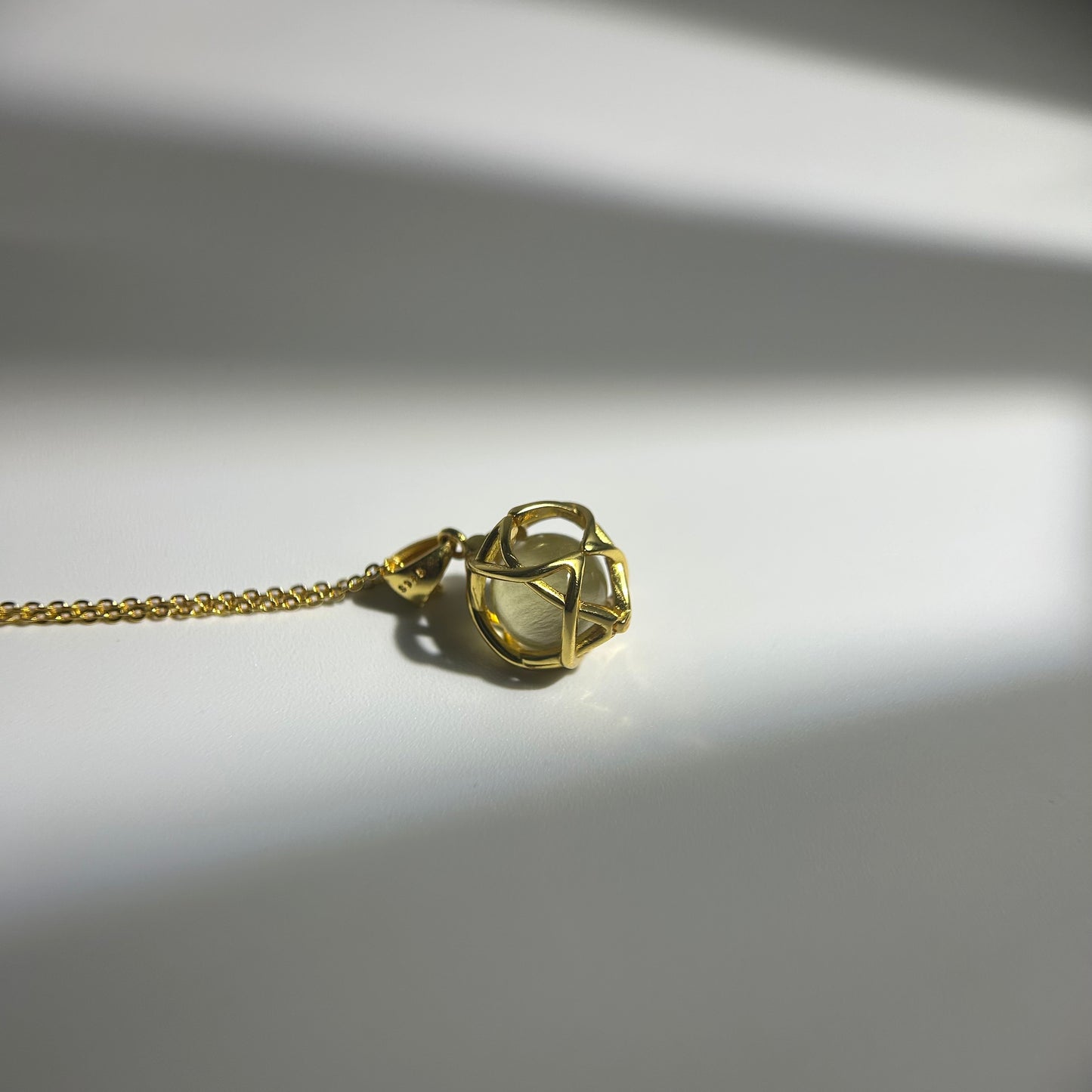 Libyan Desert Glass Pendant Necklace – 14mm Snowflake LDG Tektite, 20mm Halo Bezel, 925 Sterling Silver & 18K Gold, Meteorite Jewelry Gift