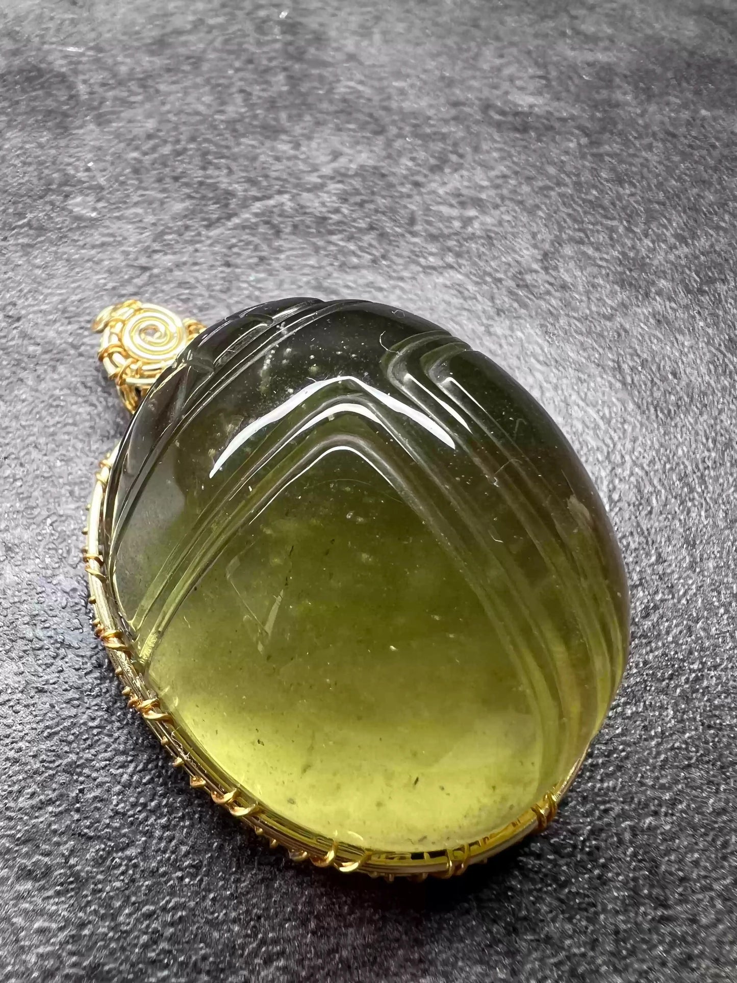 Libyan Desert Glass Scarab Amulet Pendant–42 × 37 × 25 mm–52g–Hand-Carved from Genuine Meteorite Tektite–Certificate&Gift Box Included