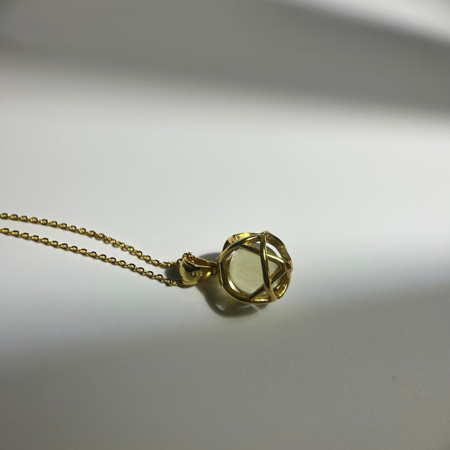 Libyan Desert Glass Necklace | 12 mm Bead in Star Tetrahedron Cage | Optional Chain | Gift-Ready with Certificate