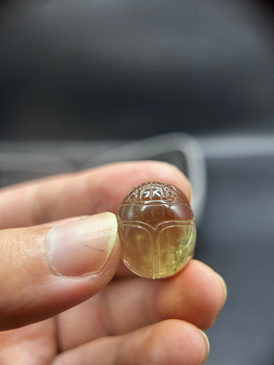Libyan Desert Glass Scarab Ornament – Handcrafted Egyptian Amulet for Protection & Rebirth 20*18mm
