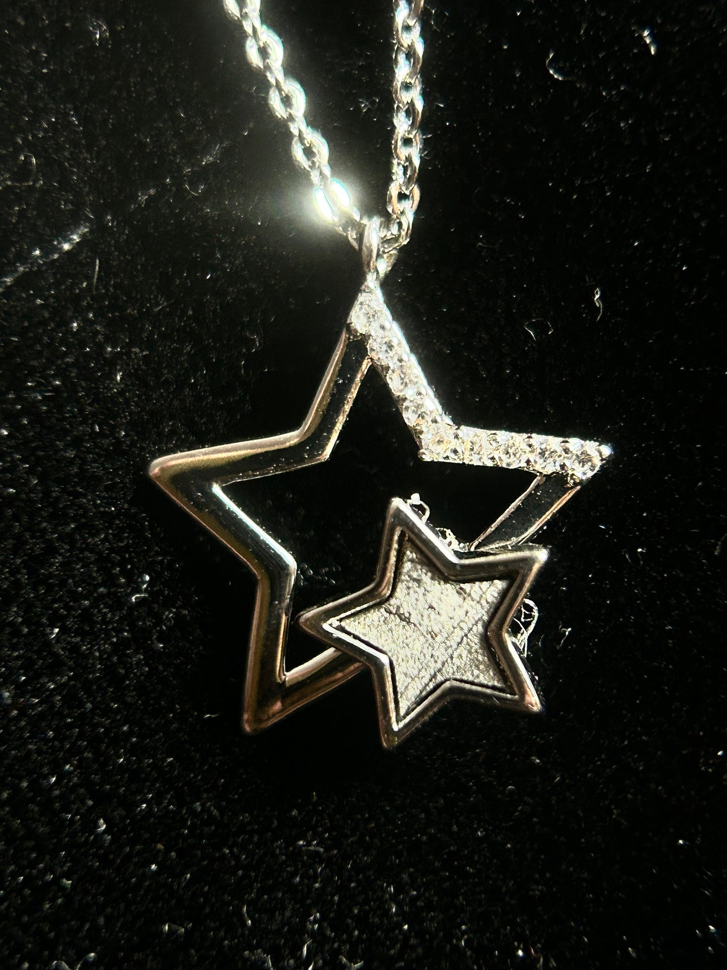 Muonionalusta Meteorite Inlay Star Pendant Necklace (925 Silver Setting) | 20×22×4mm