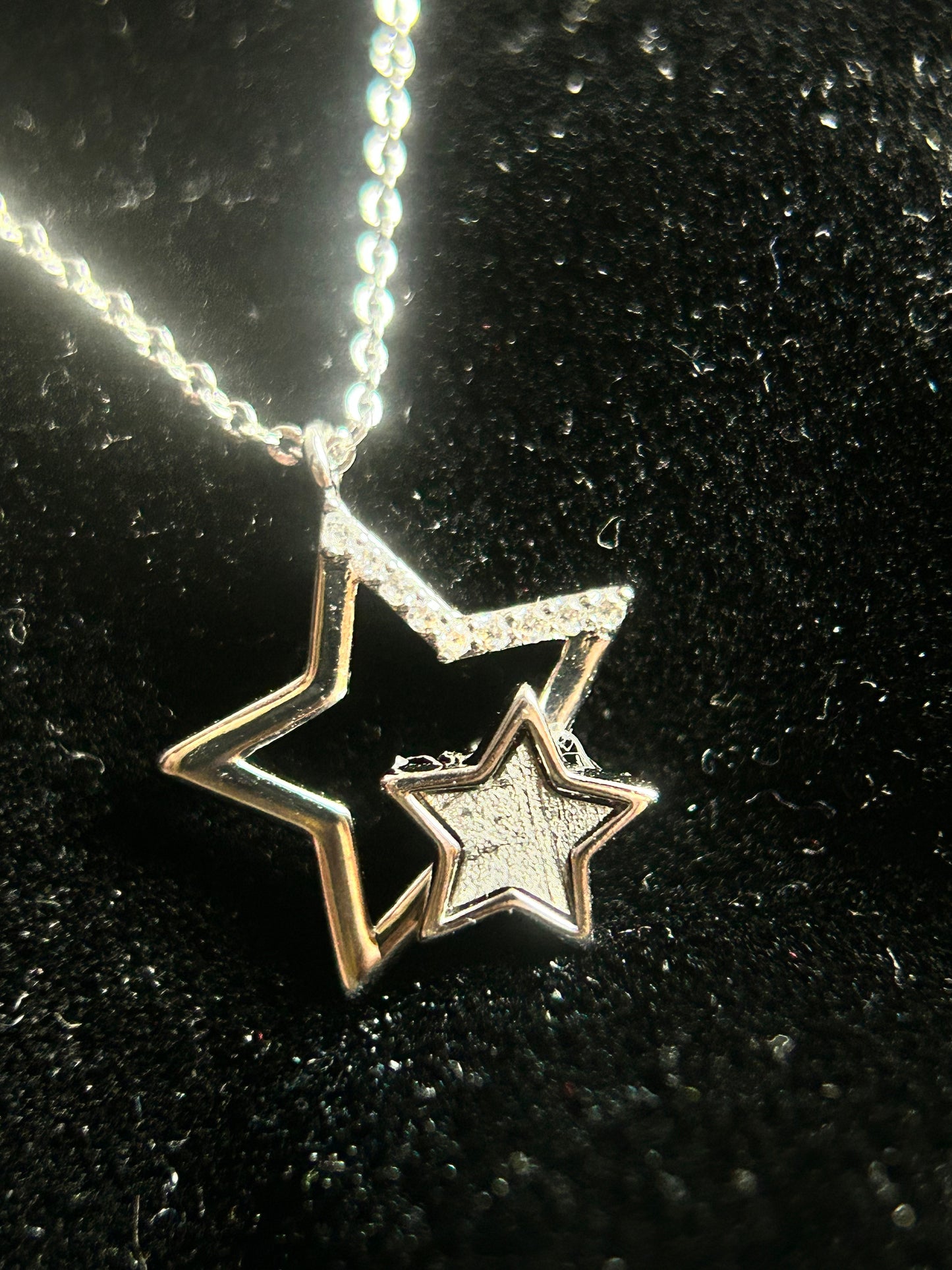 Muonionalusta Meteorite Inlay Star Pendant Necklace (925 Silver Setting) | 20×22×4mm