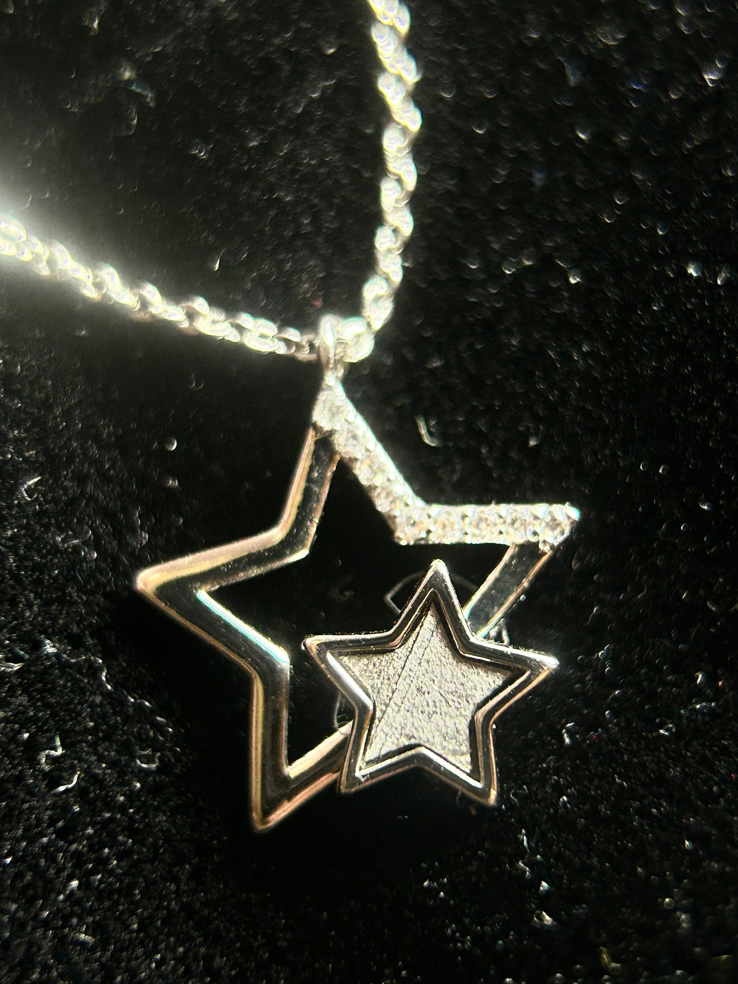 Muonionalusta Meteorite Inlay Star Pendant Necklace (925 Silver Setting) | 20×22×4mm