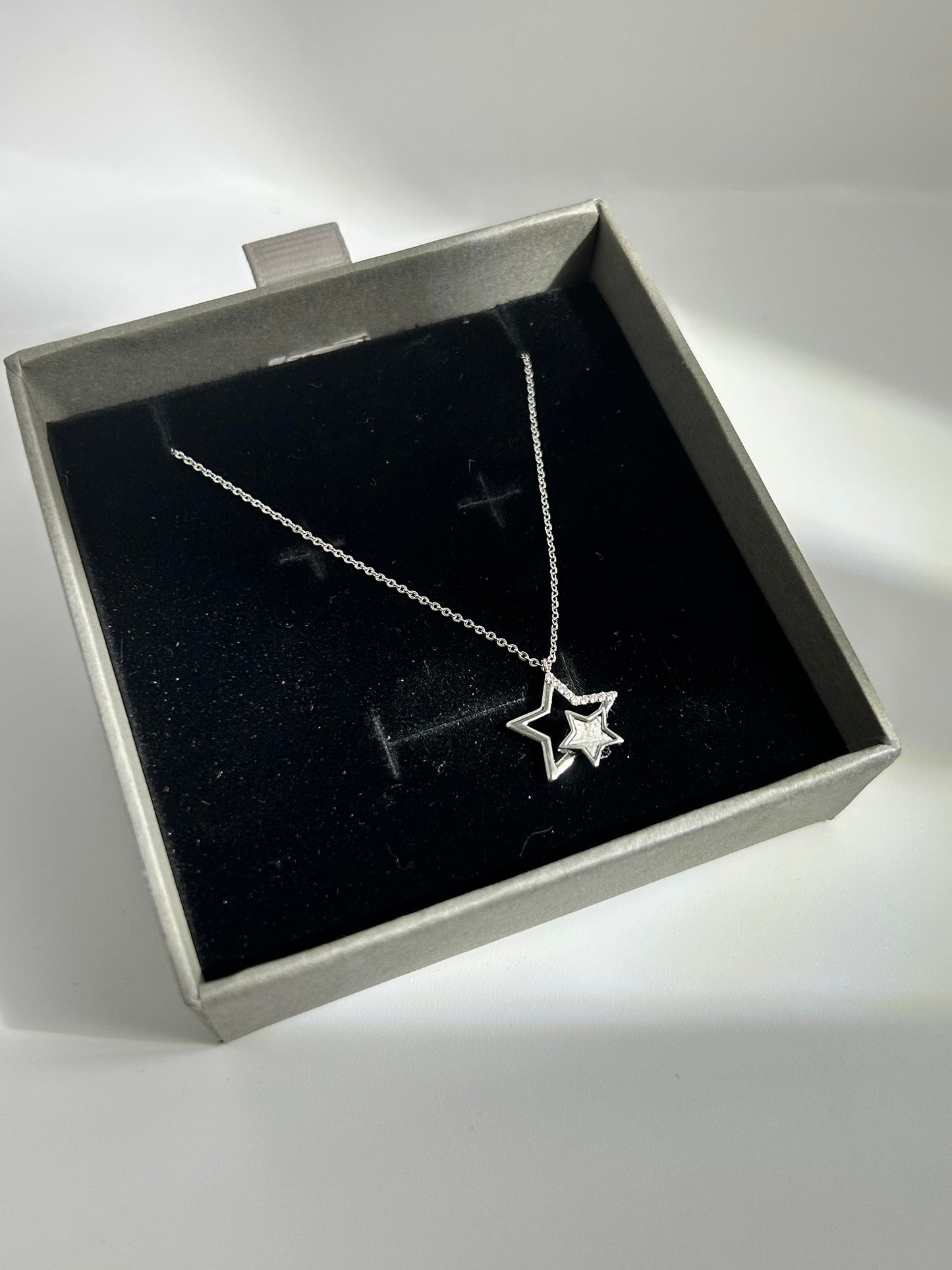 Muonionalusta Meteorite Inlay Star Pendant Necklace (925 Silver Setting) | 20×22×4mm