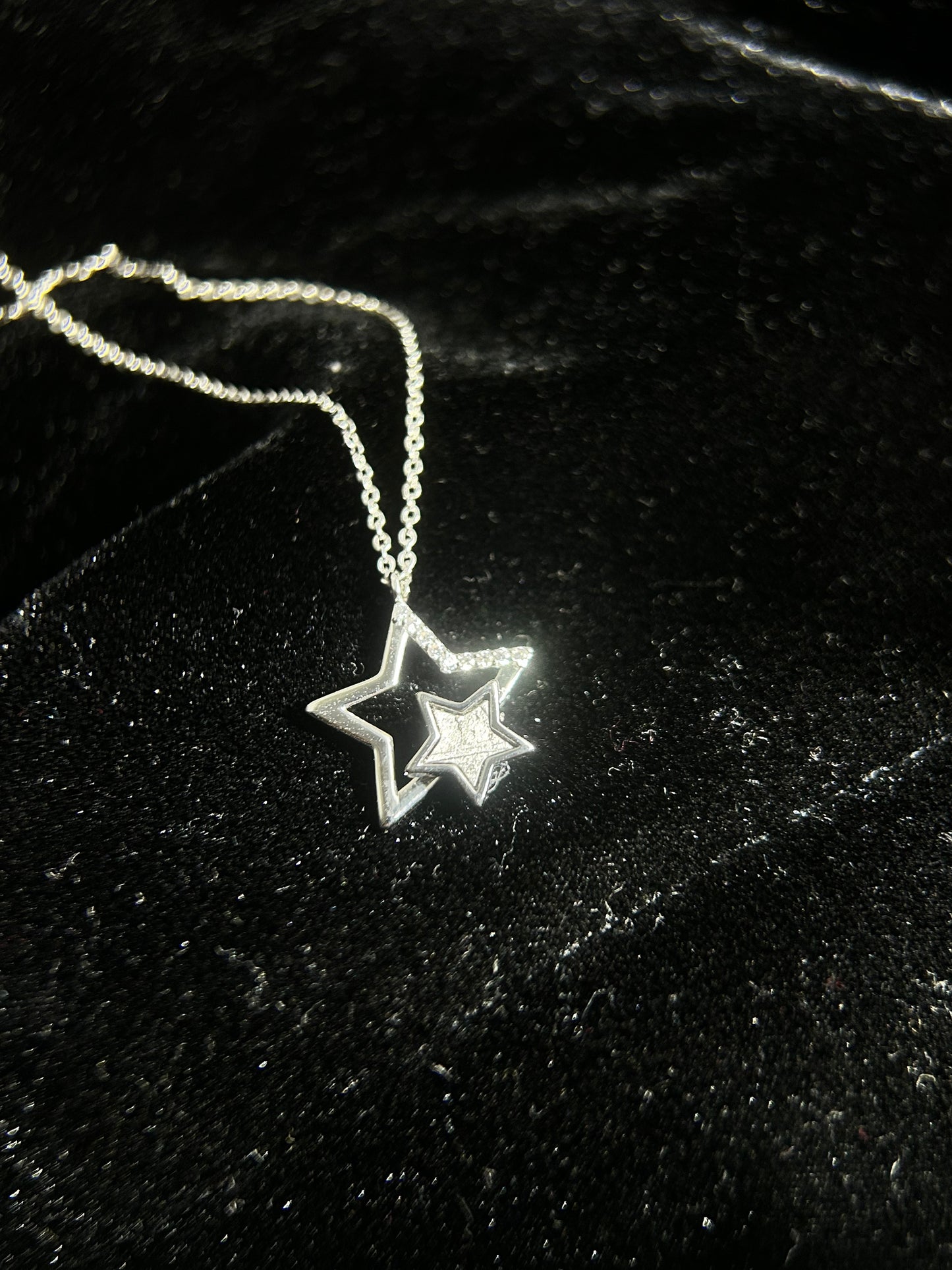 Muonionalusta Meteorite Inlay Star Pendant Necklace (925 Silver Setting) | 20×22×4mm