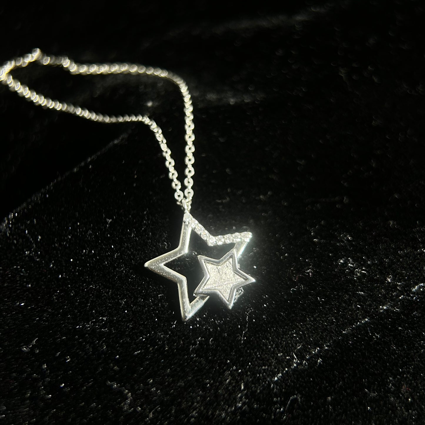Muonionalusta Meteorite Inlay Star Pendant Necklace (925 Silver Setting) | 20×22×4mm