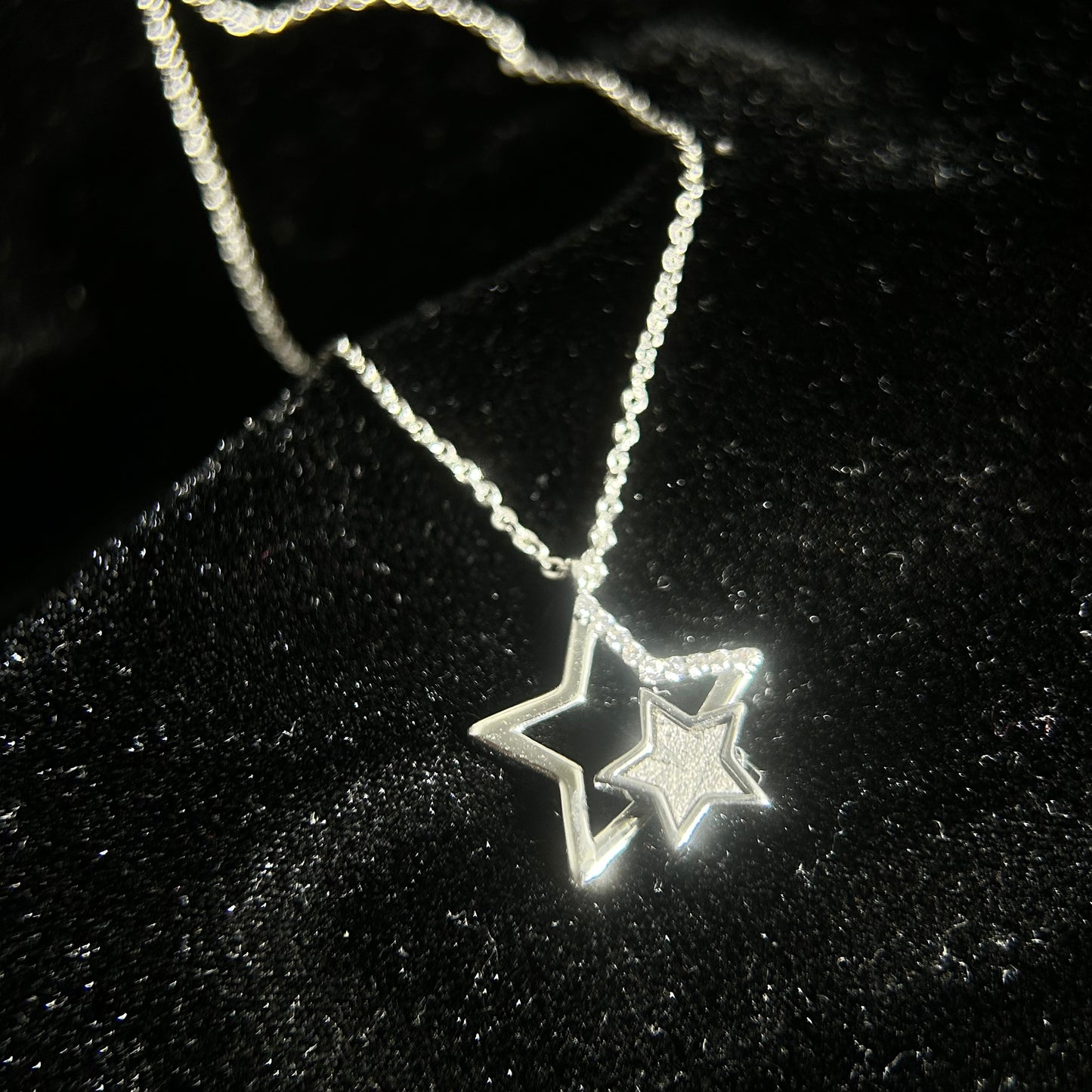 Muonionalusta Meteorite Inlay Star Pendant Necklace (925 Silver Setting) | 20×22×4mm