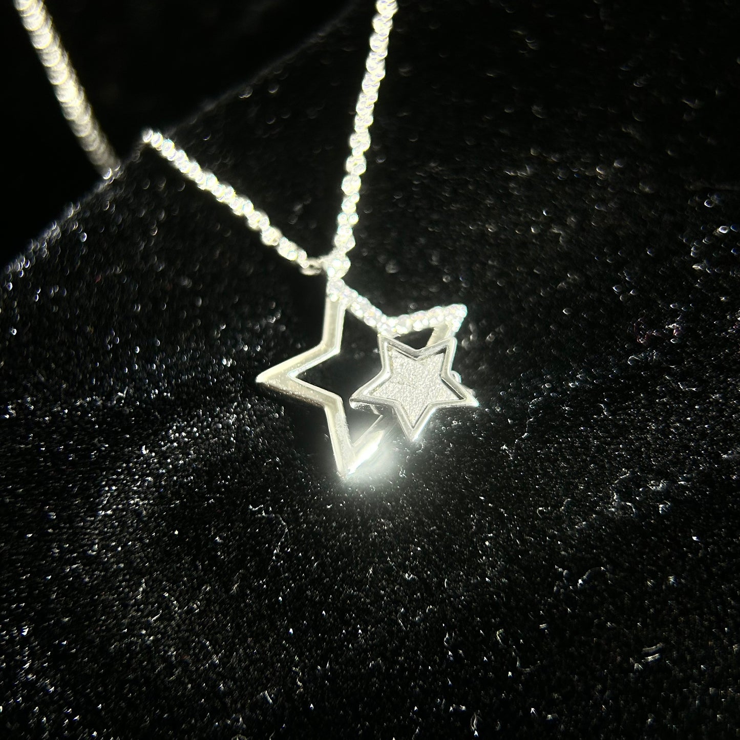 Muonionalusta Meteorite Inlay Star Pendant Necklace (925 Silver Setting) | 20×22×4mm