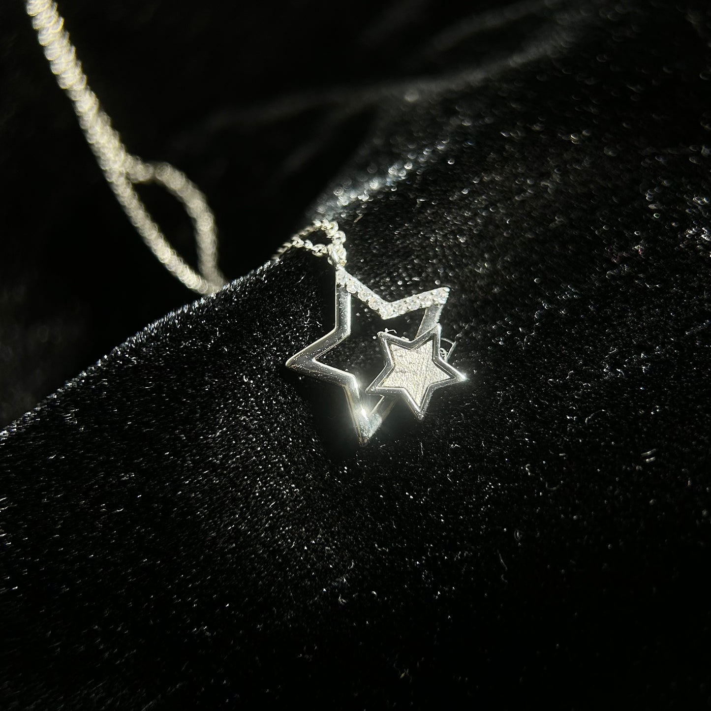 Muonionalusta Meteorite Inlay Star Pendant Necklace (925 Silver Setting) | 20×22×4mm