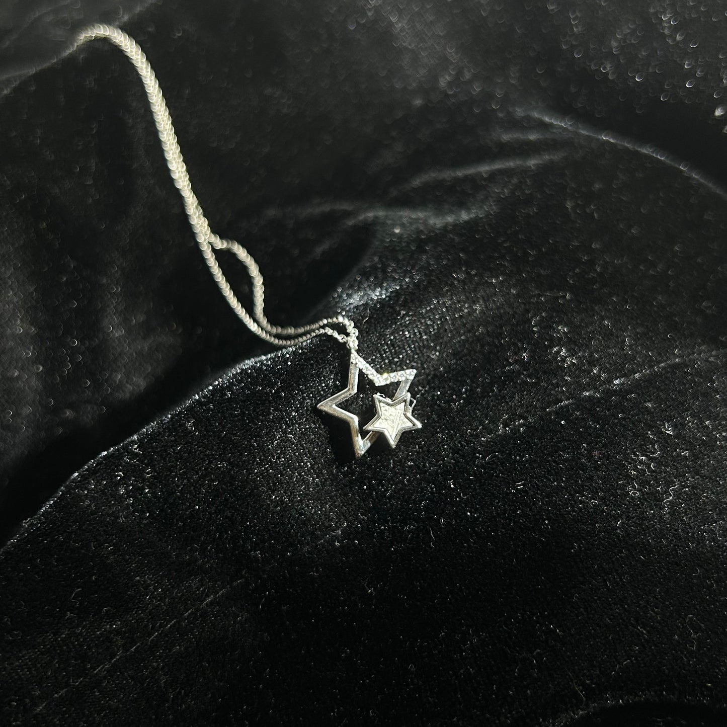 Muonionalusta Meteorite Inlay Star Pendant Necklace (925 Silver Setting) | 20×22×4mm