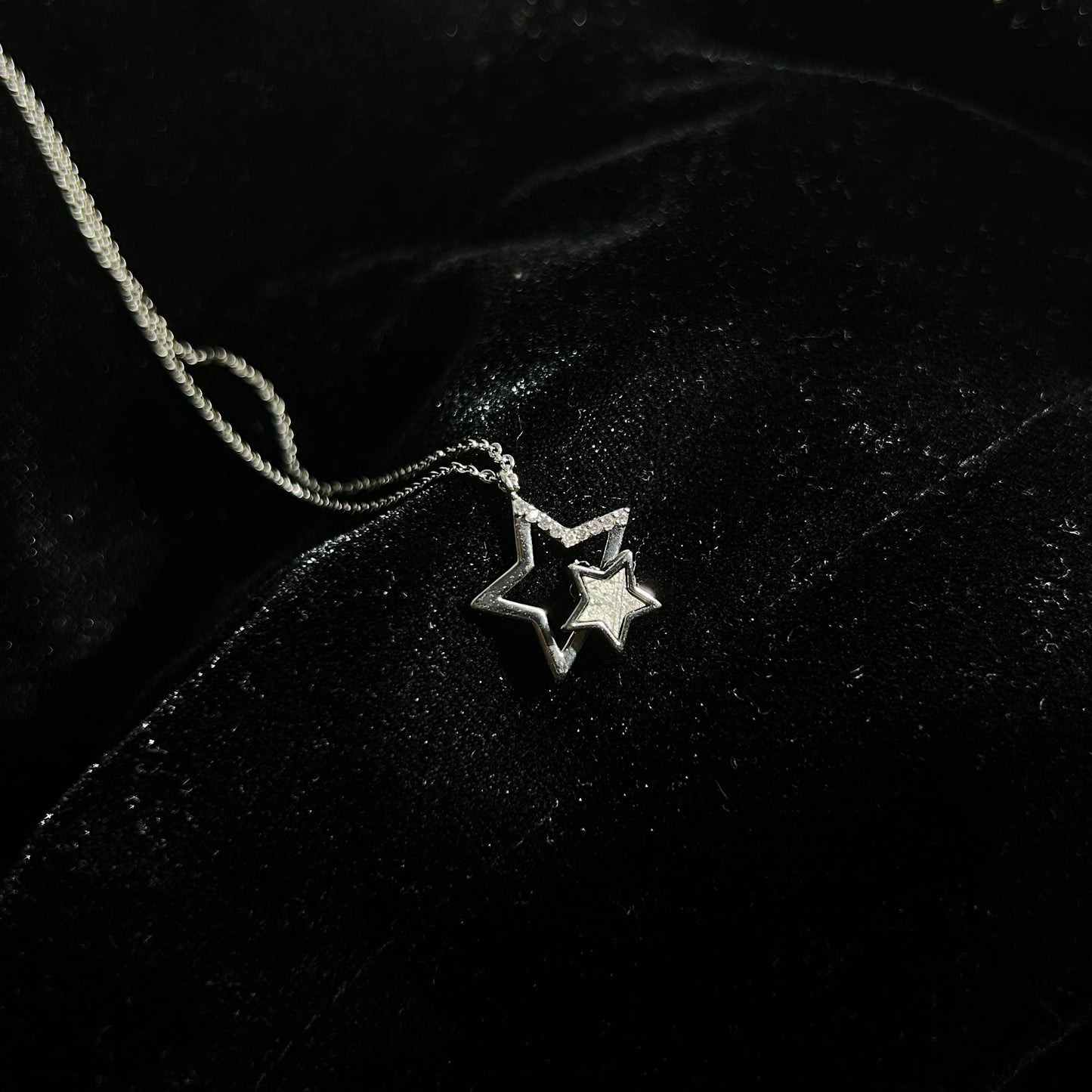 Muonionalusta Meteorite Inlay Star Pendant Necklace (925 Silver Setting) | 20×22×4mm