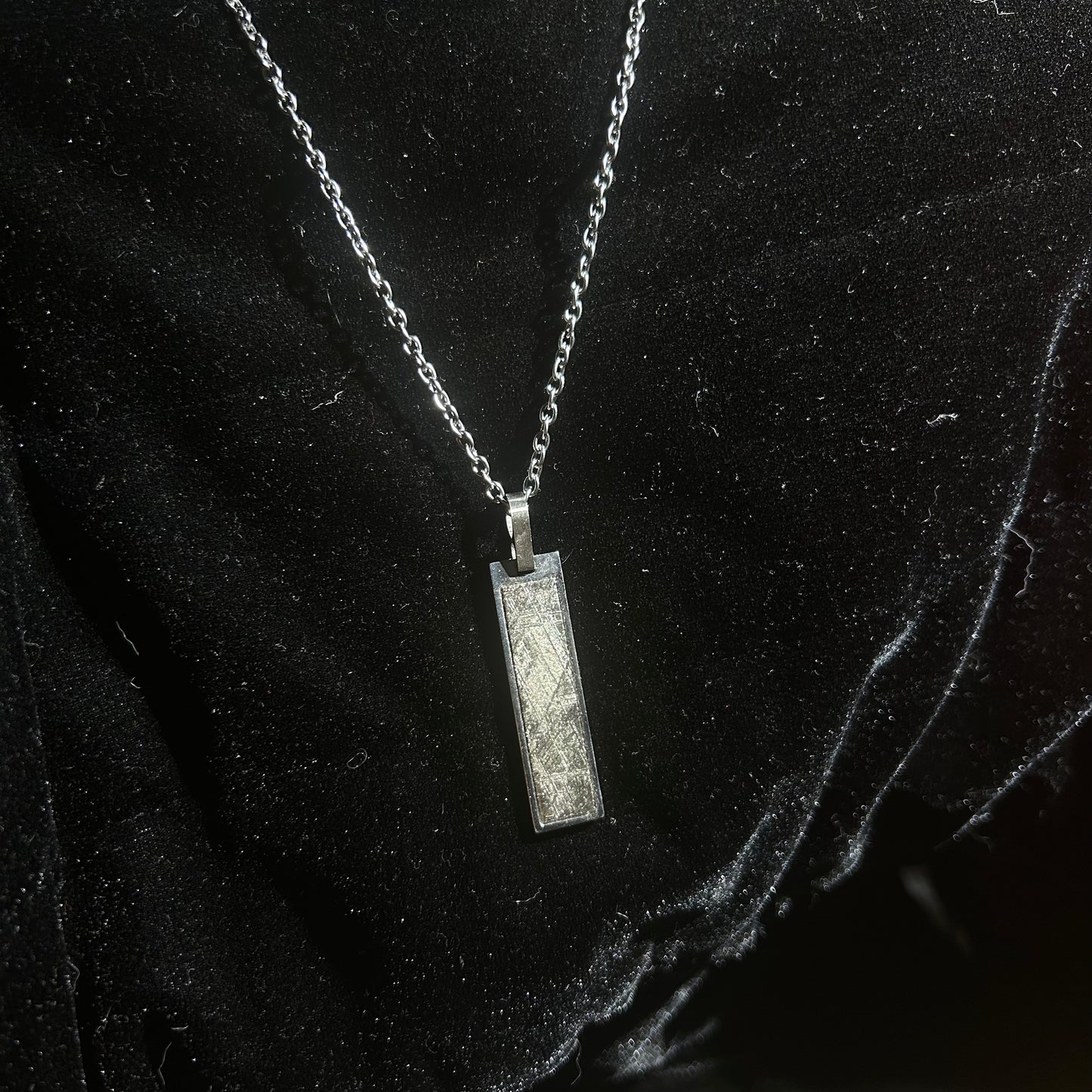 Shield of Stars Mini Pendant Necklace | Kenya Sericho Pallasite (Olivine Meteorite) Inlay | Cosmic Shield Charm | Gift Box + COA | 10×18×4mm