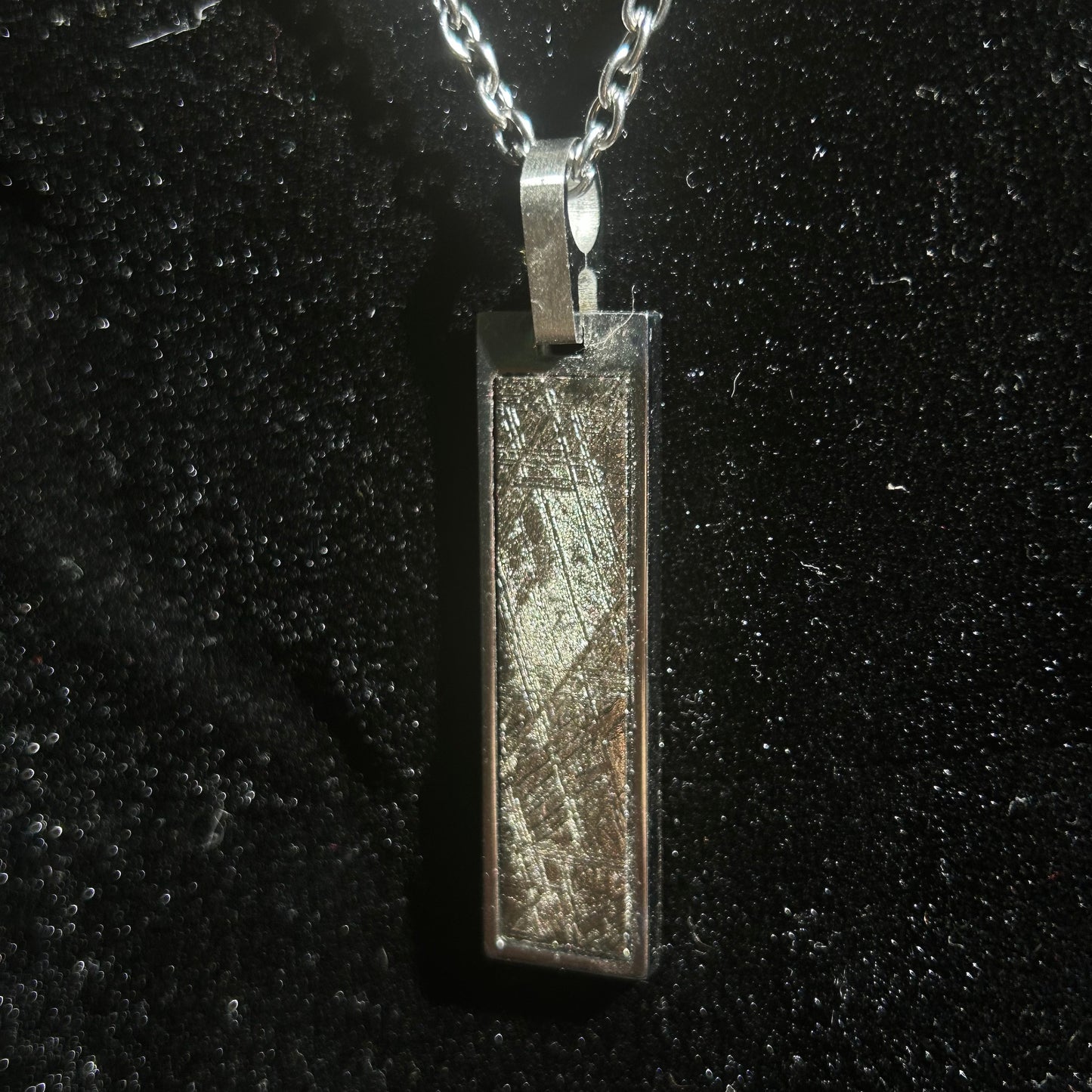 Shield of Stars Mini Pendant Necklace | Kenya Sericho Pallasite (Olivine Meteorite) Inlay | Cosmic Shield Charm | Gift Box + COA | 10×18×4mm