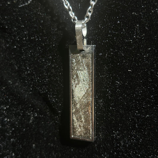 Shield of Stars Mini Pendant Necklace | Kenya Sericho Pallasite (Olivine Meteorite) Inlay | Cosmic Shield Charm | Gift Box + COA | 10×18×4mm