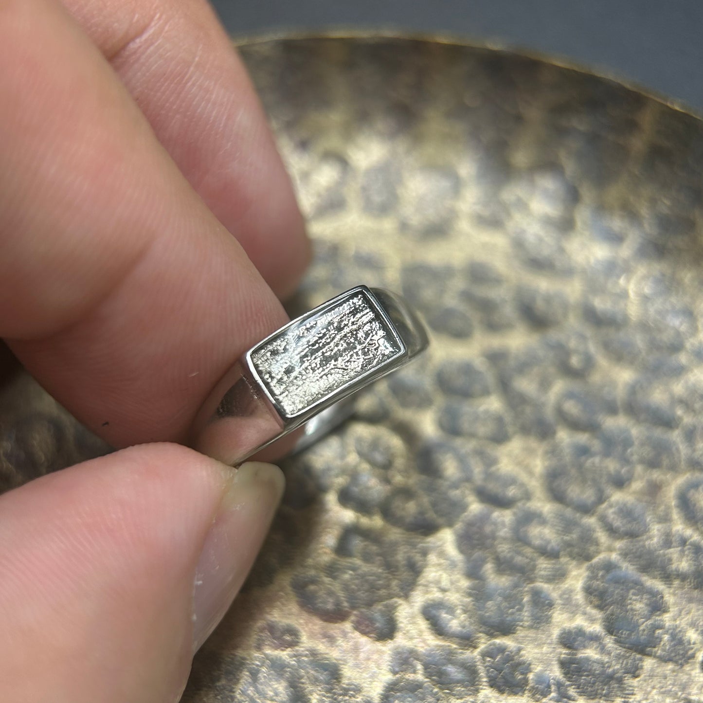 Galaxy Muonionalusta Meteorite Ring,Adjustable Sterling Silver Ring,Architectural Design, Unique Gift