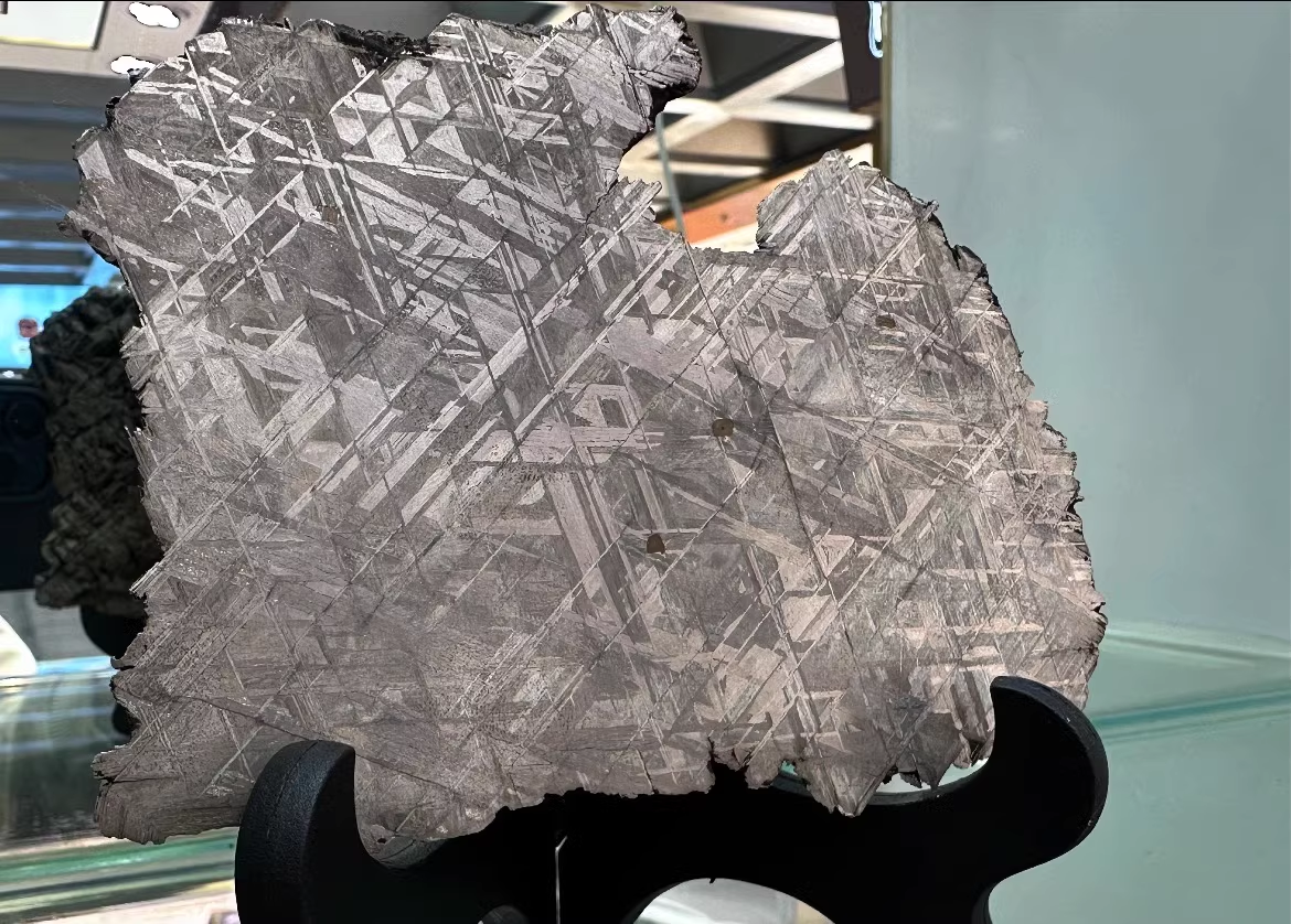 Museum Class Natural Muonionalusta meteorite/Meteorite Specimen/Meteorite Slice/Muonionalusta End cut/Meteorite Fragment 990 Grams