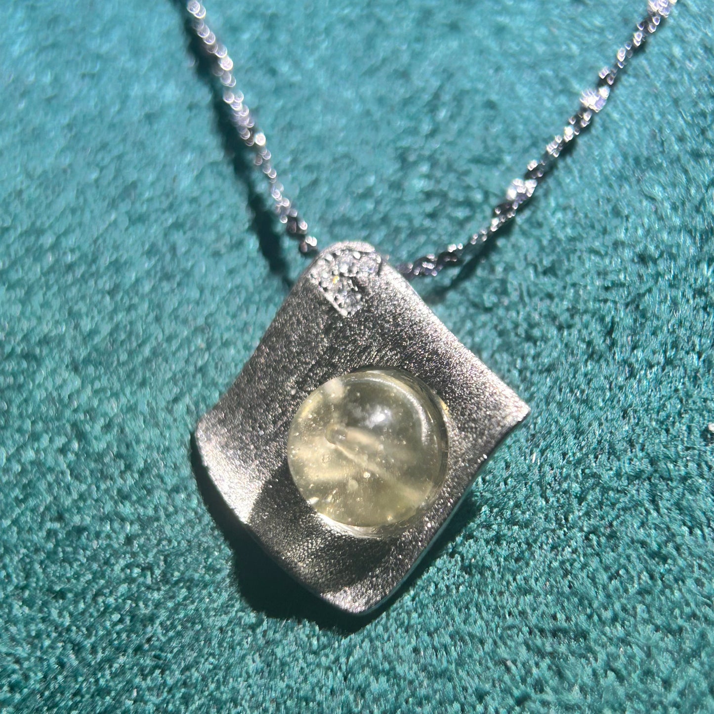 Rare Libyan Desert Glass Necklace – 925 Sterling Silver, Gift-Ready Geometric Pendant