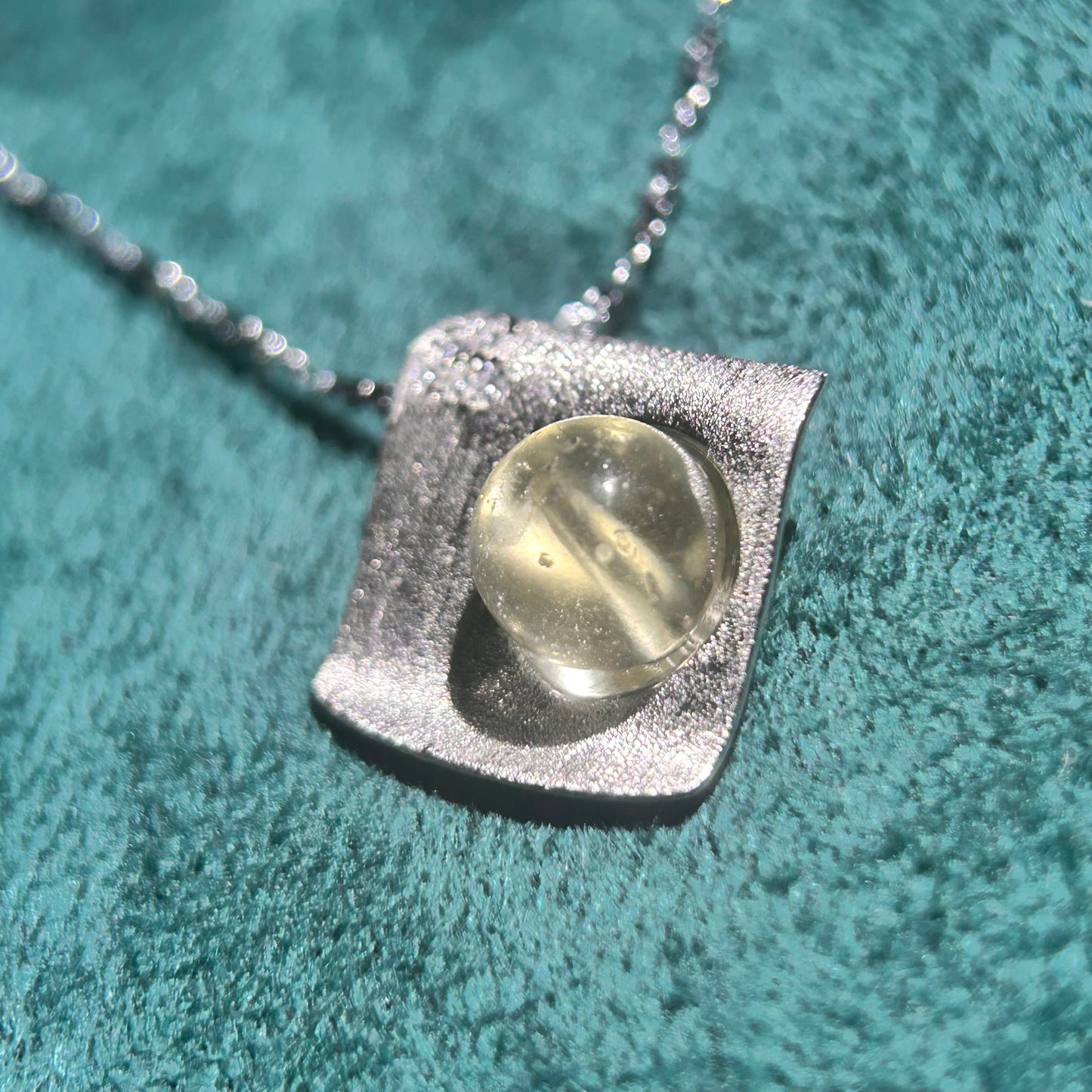 Rare Libyan Desert Glass Necklace – 925 Sterling Silver, Gift-Ready Geometric Pendant