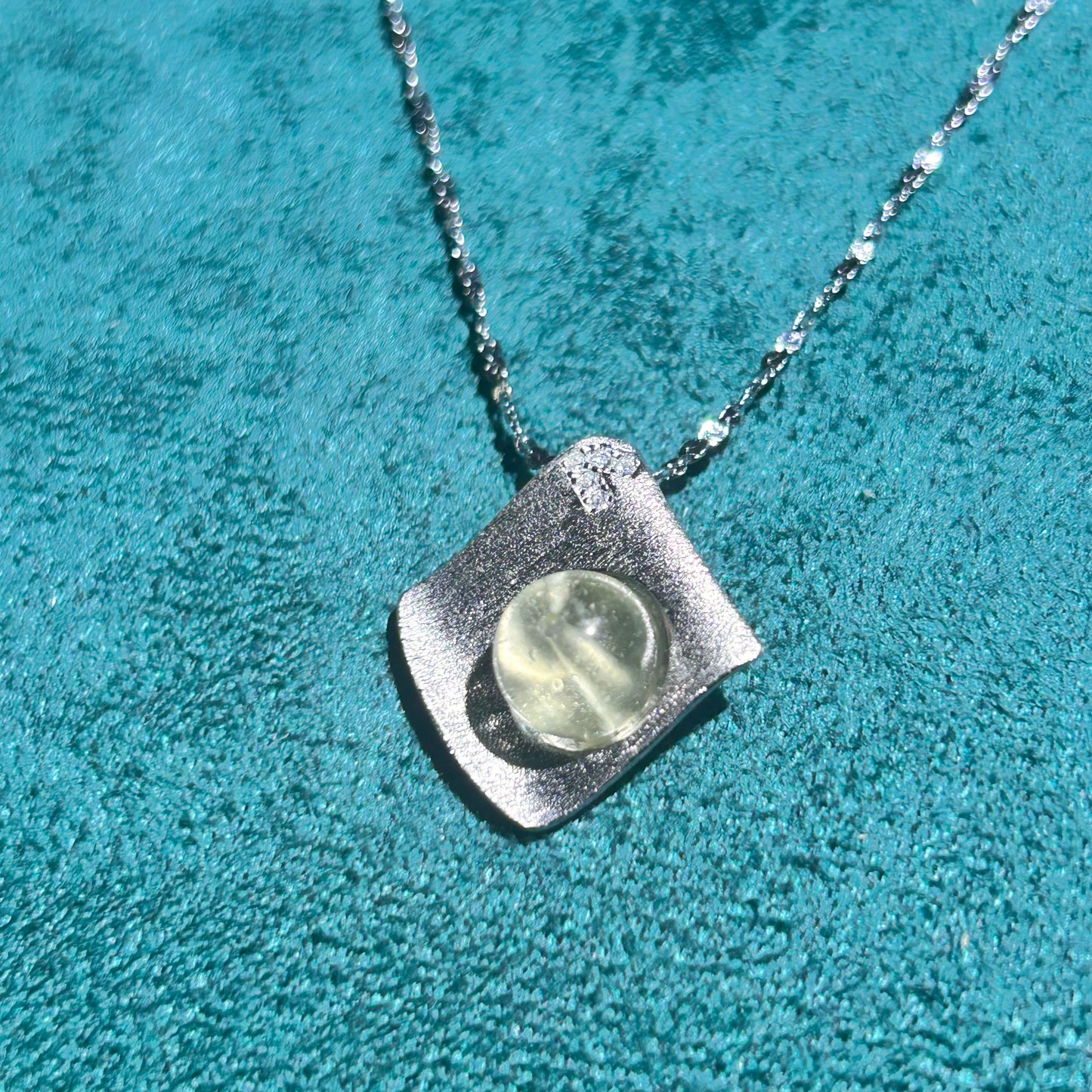 Rare Libyan Desert Glass Necklace – 925 Sterling Silver, Gift-Ready Geometric Pendant