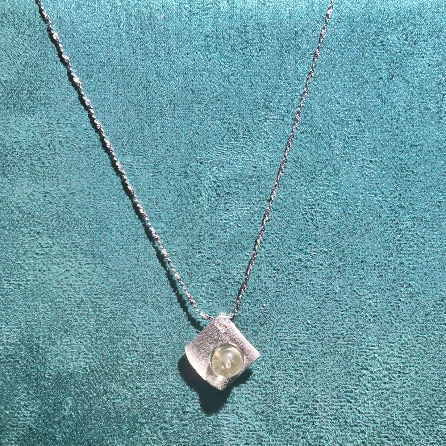 Rare Libyan Desert Glass Necklace – 925 Sterling Silver, Gift-Ready Geometric Pendant