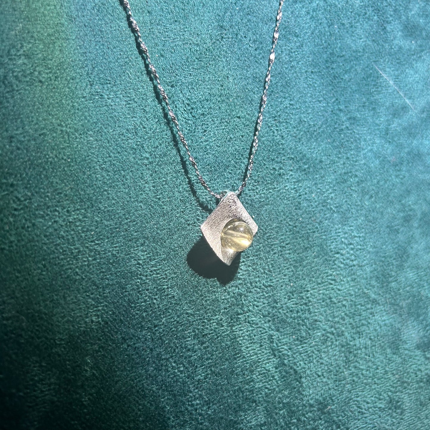 Rare Libyan Desert Glass Necklace – 925 Sterling Silver, Gift-Ready Geometric Pendant