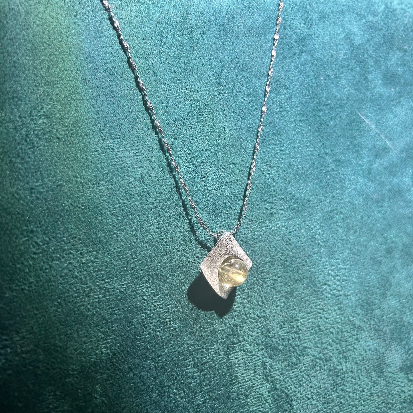 Rare Libyan Desert Glass Necklace – 925 Sterling Silver, Gift-Ready Geometric Pendant