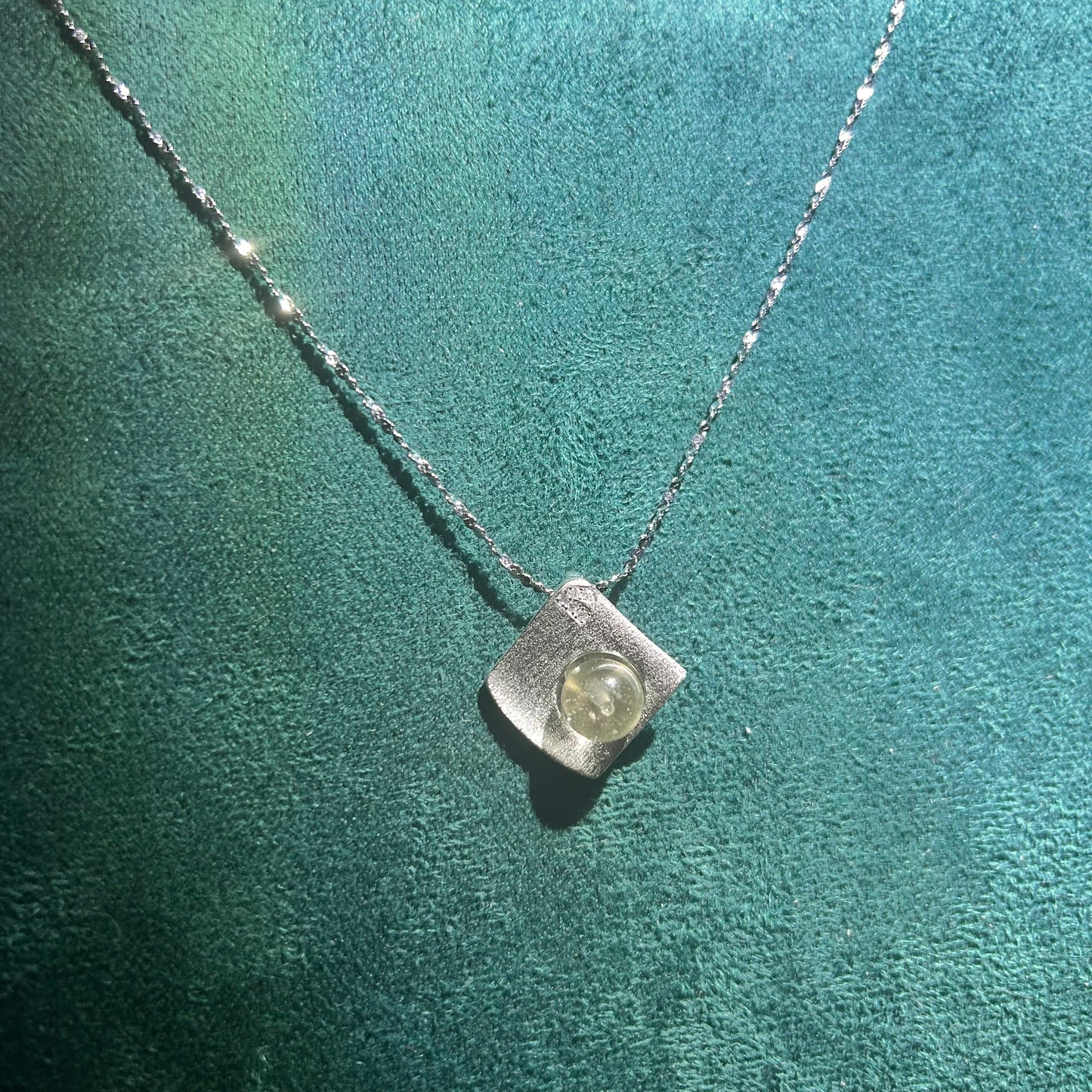 Rare Libyan Desert Glass Necklace – 925 Sterling Silver, Gift-Ready Geometric Pendant