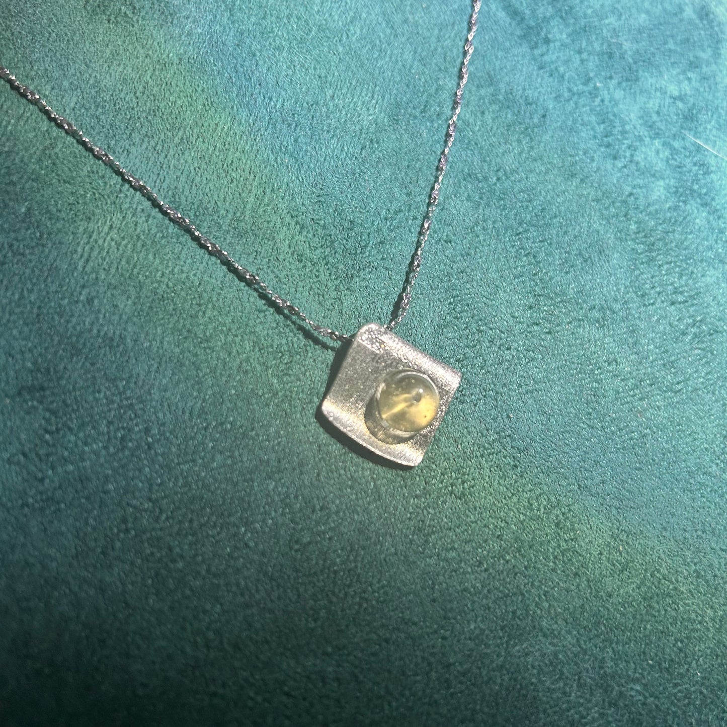 Rare Libyan Desert Glass Necklace – 925 Sterling Silver, Gift-Ready Geometric Pendant