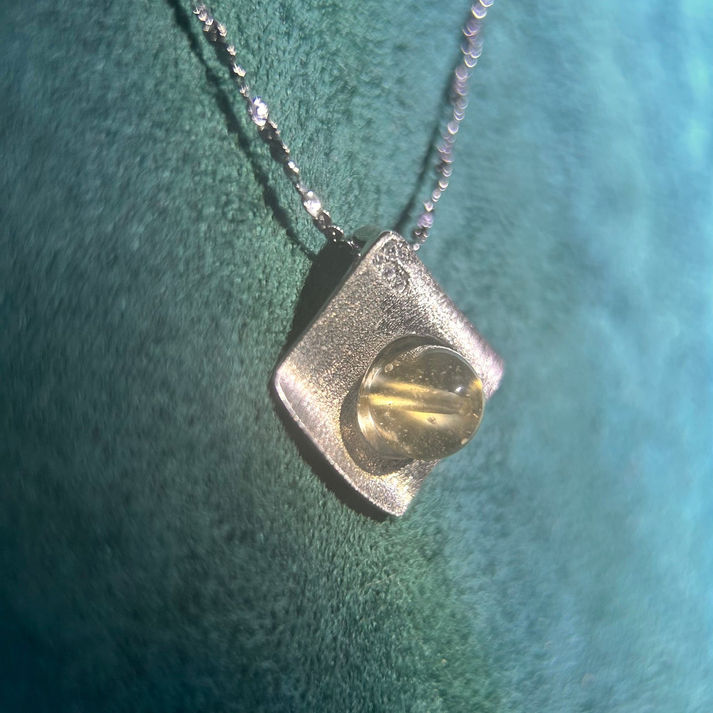 Rare Libyan Desert Glass Necklace – 925 Sterling Silver, Gift-Ready Geometric Pendant