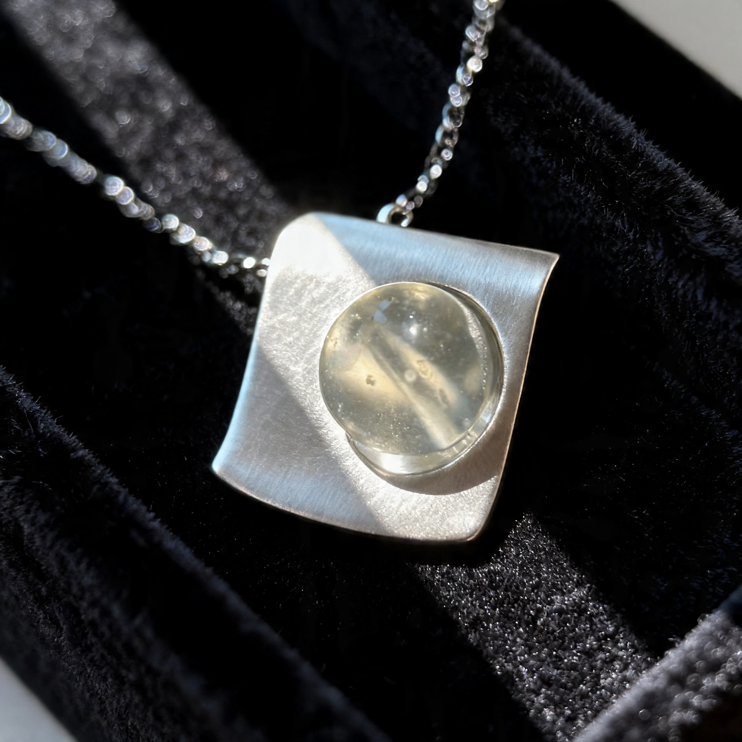 Rare Libyan Desert Glass Necklace – 925 Sterling Silver, Gift-Ready Geometric Pendant