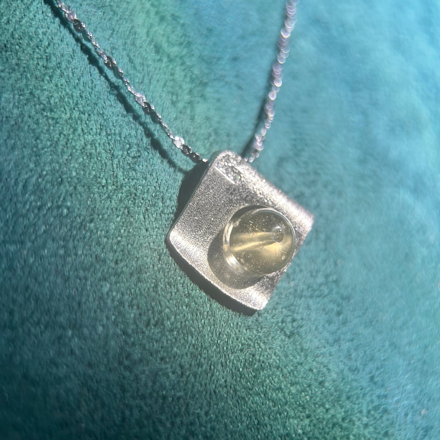 Rare Libyan Desert Glass Necklace – 925 Sterling Silver, Gift-Ready Geometric Pendant