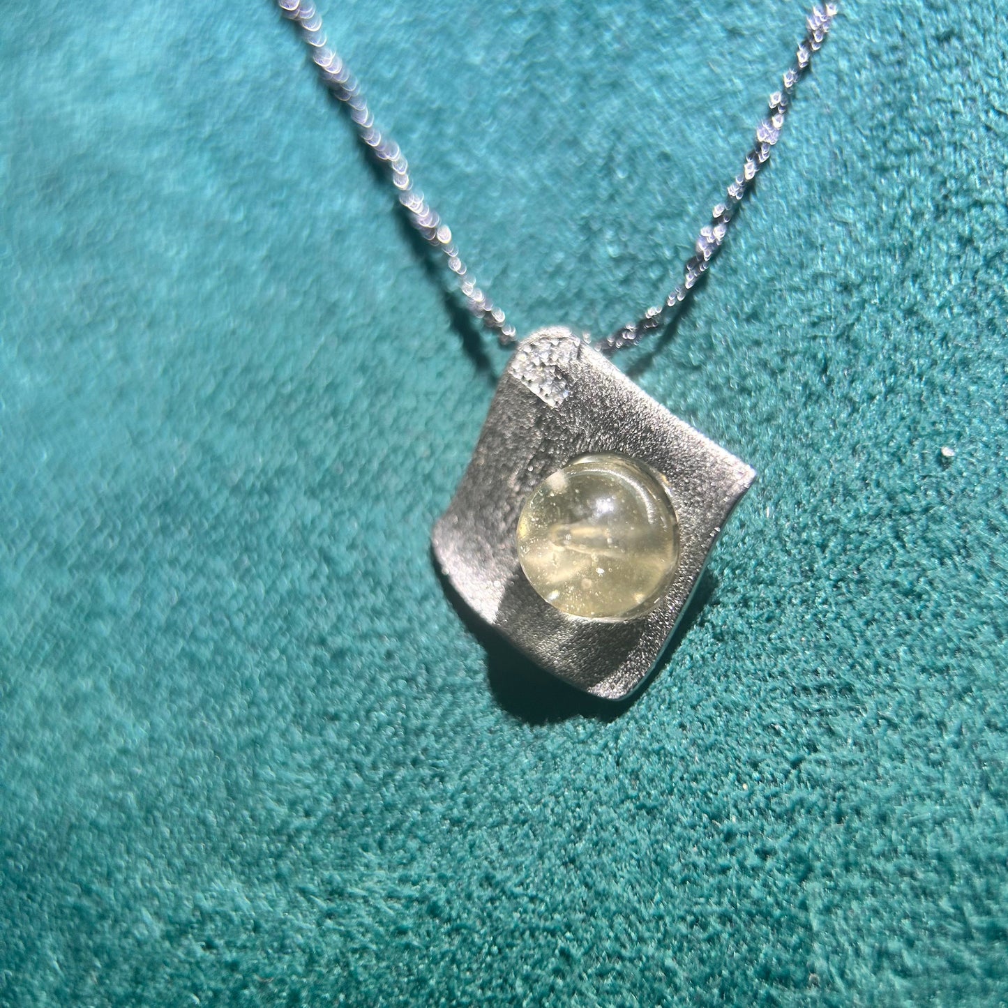 Rare Libyan Desert Glass Necklace – 925 Sterling Silver, Gift-Ready Geometric Pendant